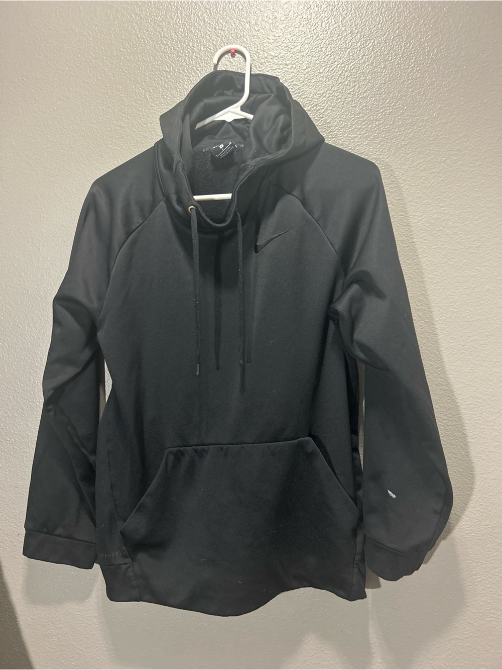 Nike Men Small Therma-FIT Pullover Hoodie Black Performance Fleece Sweatshirt